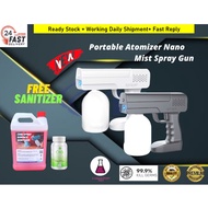 【Ready Stock】Wireless Spray Gun Blue Light Nano Spray Gun Atomizer CIO2 Disinfectant Spray Surface Sanitizer Tablet 消毒枪
