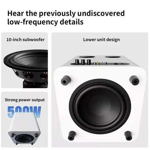 Fosi Audio SW10 10-Inch Powered Subwoofer 500W with Built-In Amplifier Active Compact Home Theater A