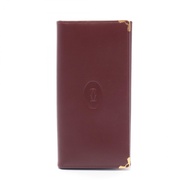 [Used] Cartier CARTIER Bi-fold Long Wallet Must Line Bordeaux Leather Must Zip Long Wallet Women's U