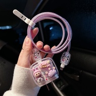 Purple Labooboo Cable Wrapping Set Cartoon Charger Case USB Protector For iphone 20w 18w 35W