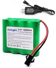 Nvizyeu 4.8 V battery, 1500 mAh NiMh battery pack, rechargeable batteries AAA, SM 2P plug, suitable 