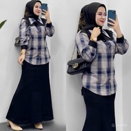 One Set of Premium Haruka Mix Chinos Skirt Trendy Women's/ Set 2025 Sctrecth and Long Set/