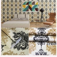 Wallpaper Dinding Ruang Tamu Motif Batik Gold Elegan Mewah Wallpaper