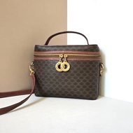 絕版古董包 Celine咖啡色老花甜甜圈盒子包 斜背包 側背包 單肩包