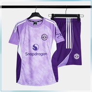 Bộ Đồ Đá Banh MU Tím Than Strivend 2025 - Áo Đá Bóng Thun Mè Thoáng Khí