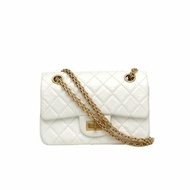 CHANEL 2.55口蓋包迷你20cm白色牛皮晶片開金扣