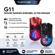FURYCUBE G11 Mouse Contours Wireless Mice PAW3311 Sensor with Macro For Gaming Office 400 Mah Compat