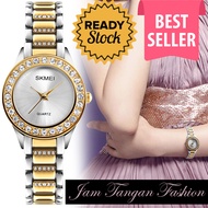 SKMEI Jam Tangan Wanita Dewasa Rhinestone Analog Anti Air Tali Rantai Rante Stainless Steel Besi Kec