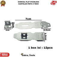 [ 1 BOX ] OVERVAL STAINLESS PLATE DOOR HOOK LOCK/ 3" INCH OVERVAL NEKEL/