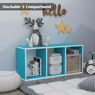 WONDERFUL 3 Tier Bookcase Stackable Rack Rak Buku Wooden Color Box Pink Blue White Color 3 Layer Book Rack Rak Kayu