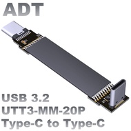 USB3.2 Flat Data Flexible Soft Row Extension Cable C Male type-c Thin Short Small ADT gen2x2 20g