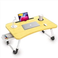 Laptop Bed Desk, Foldable Desk Bed Tray with USB Charge Port/Fan/LED Light Cup Holder/Storage Drawer, Bed Table Tray for Working, Watching Movie on Bed/Couch/Sofa/Floor by QPEY
