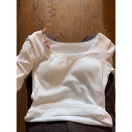 baju singlet wanita singlet woman plus size Early Spring Lace U-Neck Long-Sleeved t-Shirt Women's In