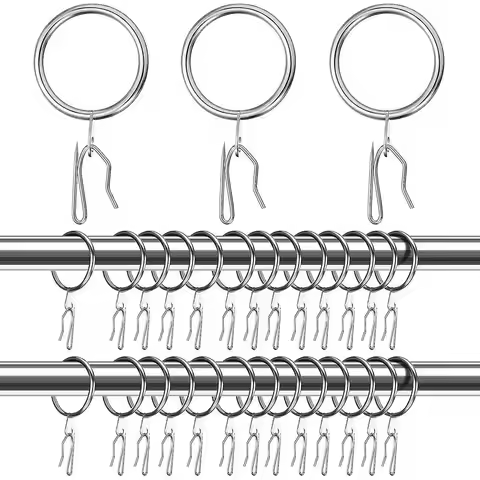 50Set Curtain Gathering Hook Ring Pencil Pleat Metal Gather Hooks Pinch Pleat