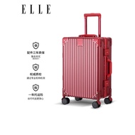 ELLE Luggage Female Aluminum Frame Suitcase Trolley Case 80cm Durable Small Carrying Case Durable Lu