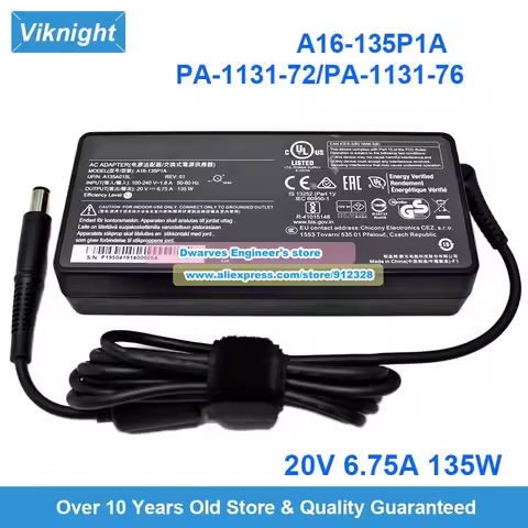 New A16-135P1A 20V 6.75A AC Adapter PA-1131-72/76 135W for SD2400T DOCK430 THUNDERBOLT 3/4 SD4700P A