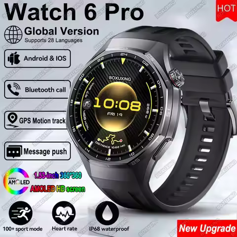 New Global Version Watch 6 Pro Smart Watch Men AMOLED Always Show Time GPS Tracker Bluetooth Call Wa