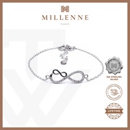 MILLENNE Millennia 2000 Dual Infinity Cubic Zirconia Silver Adjustable Bracelet with 925 Sterling Silver