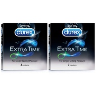 [ Bundle of 2 ] Durex Extra Time Condom for Men - 3 Count | Performa Lubricant for Long Lasting Climax Delay [ DISCREET PACKING ]