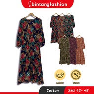 Bintang Fashion Jubah Dress Muslimah Plus Size| Dress Floral Muslimah | Floral Printed  Maxi Dress Size 42-48