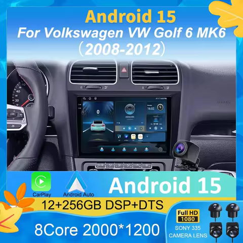 Android 15 Car radio For Volkswagen Golf 6 2008 - 2012 player Multimedia navigation stereo GPS No 2d