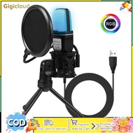 SF666R USB Wired Microphone Noise Reduction RGB Condensador Mic For Interview Vlogging Video Recording Podcast