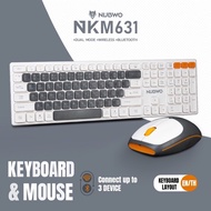 NUBWO คีย์บอร์ดและเมาส์ไร้สาย รุ่น NKM-631 ใช้งานได้ทั้งแบบไวร์เลสและ Bluetooth รับประกัน 2 ปี สีสัน