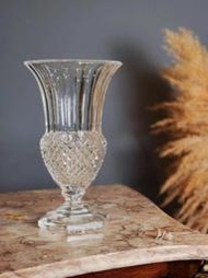 德國 厚實 立體雕刻 水晶 玻璃 大 花瓶  歐洲老件 g0704 【卡卡頌歐洲古董】