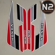 MERAH Striping Sticker Polet list motorbike honda win 100 91 1991 red silver sticker list body stand