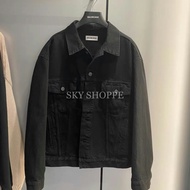 Balenciaga/Balenciaga Autumn Winter Back Sequined Rhinestone Black Jacket Jacket Denim Jacket