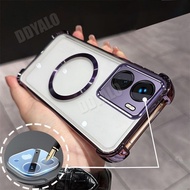 【With Lens Film】Airbag Casing For vivo Y16 Soft Phone Case With Magnetic Suction Transparent Shockpr