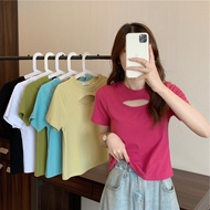 Hollowed Out Short Sleeve T-shirt Women's Top