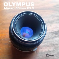 เลนส์มือหมุน Olympus Zuiko Auto Macro 50mm f3.5 สายมาโคร Mount OM พร้อมฝาหน้าท้าย