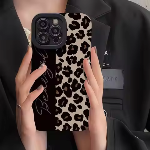 Y2K Luxury English Letter Leopard Phone Case for Xiaomi Mi 14T 12T 11T 11 10T Poco X5 F5 X4 M4 F4 X3
