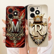 For ITEL A50 A50C A667L A669L Royal Crown Initial Letter Phone Casing ItelA50 ItelA50C Lens Protecti