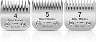 7+5+4 Skip tooth Detachable Pet Dog Grooming Steel Blades Set,Compatible with Andis,Oster A5,Wahl KM