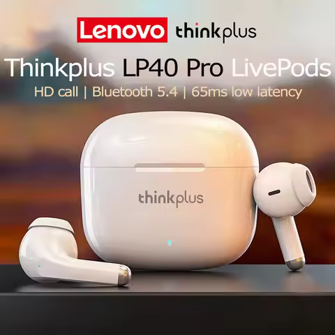 Lenovo Thinkplus LP40 Pro LivePods Wireless Bluetooth 5.4 Earbuds Earphones Headset HD Dual-Micropho