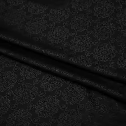 Dark Black Baoxiang Flower Sheer Luo Embroidery Jacquard Fabric Breathable for Chinese Shirt Qipao S