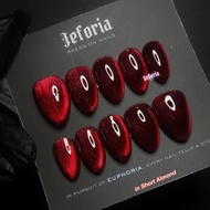 [JEFORIA] RED CAT EYE premium press on nails custom