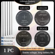 100% Original LIR1025, LIR1220, LIR1620, LIR1632 3.6V Button Rechargeable Lithium Battery