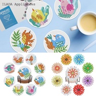 Diamond Painting Cup Mat for Kids 8Pcs Diamond Art Coasters Kit with Holder DIY Colorful Diamond Painting Cup Mat Flowers/Birds Diamond Art Coasters Diamond Art Coasters Kit for Adults