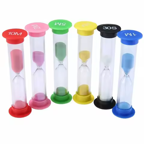 6Pcs Sand Timer Plastic Hourglass Timer Colorful Sandglass Hourglass Small 30sec/1min/2mins/3mins/5m