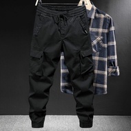 Ankle-tied pants MEN Seluar Kerja Lelaki 6 Poket Multiple Pockets Black Kargo Cargo Pants Men Loose