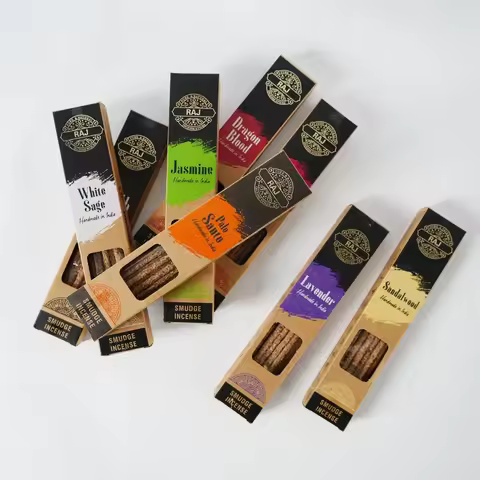 12Boxes RAJ Indian Natural Handmade Sandalwood Ancient Grass Incense Sticks Palo Santo OUDH Home Fra