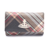 [二手] Vivienne Westwood鑰匙包，Orb 設計，51020001US001KD101 ，ブラウン/黑色，PVC 塗層帆布，4 環鑰匙包，女士。