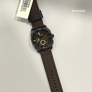 Men's Machine Mid-Size Chronograph Brown Leather Strap Watch FS4656