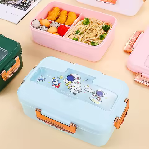 3-Grid Lunch Boxes For Children Portable Kawaii Cute Food Storage Containers Compartment Tuppers Foo
