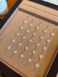 天萌珠宝VCA重工满钻四葉草手鏈高定五花款S925純銀g幸运百搭閨蜜禮物