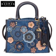 Coach [成色極佳/日本限定] M1780-28885 Rogue 25 茶玫瑰牛仔鉚釘雙向腰帶