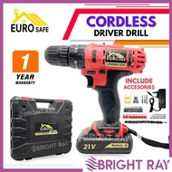 Eurosafe 21V Cordless Drill Portable Drill Impact Drill Cordless Screwdriver Hand Drill with LED Wor